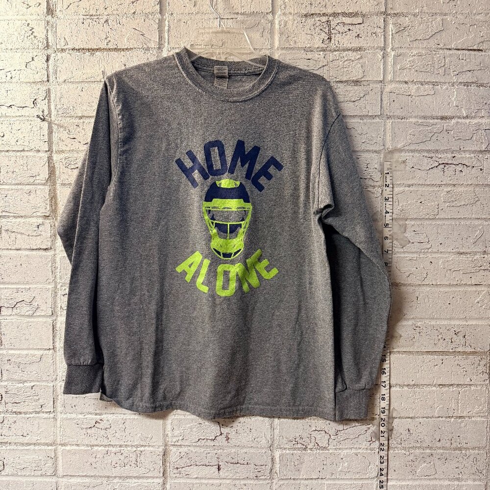 🏈 Gildan DryBlend  Softball “Home Alone” Long Sleeve Graphic Tee | Medium